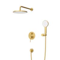 Душевой комплект встраиваемый смеситель, верхний душ, ручной душ со шлангом, штуцер с держателем RELAX-DSET-BORO брашированное золото   Cezares