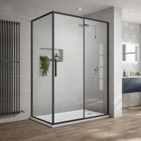 Душевой уголок, прямоугольный Slim-U VSR-2SU9012CLB 1200x900x2000 цвет черный стекло прозрачное Vincea