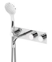 Встраиваемый термостатический смеситель для ванны и душа однорычажный, переключатель на 3 выхода с ручным душем и шлангом 150 см CZR-B-VDM2-T-NOP Чёрный матовый ручка  Чёрный матовый Cezares