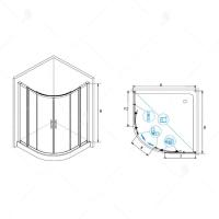 Душевой уголок RGW HO-511 (HO-51 + Z-41) полукруглый 120*120*195 030651122-11 профиль Хром стекло Прозрачное 8 мм RGW
