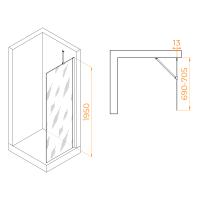 Перегородка для душа RGW WA-110Gb  70*195 351011007-16 профиль Золото браш стекло Прозрачное 8 мм RGW