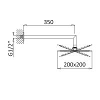 Верхний душ квадратный 250x250мм с изливом 250 мм металлическая лейка PORTA-TDDQ-01 Хром   Cezares