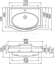 Умывальник мебельный Opadiris CeraStyle Виктория 80 030300-u-01 806/270/536 Opadiris